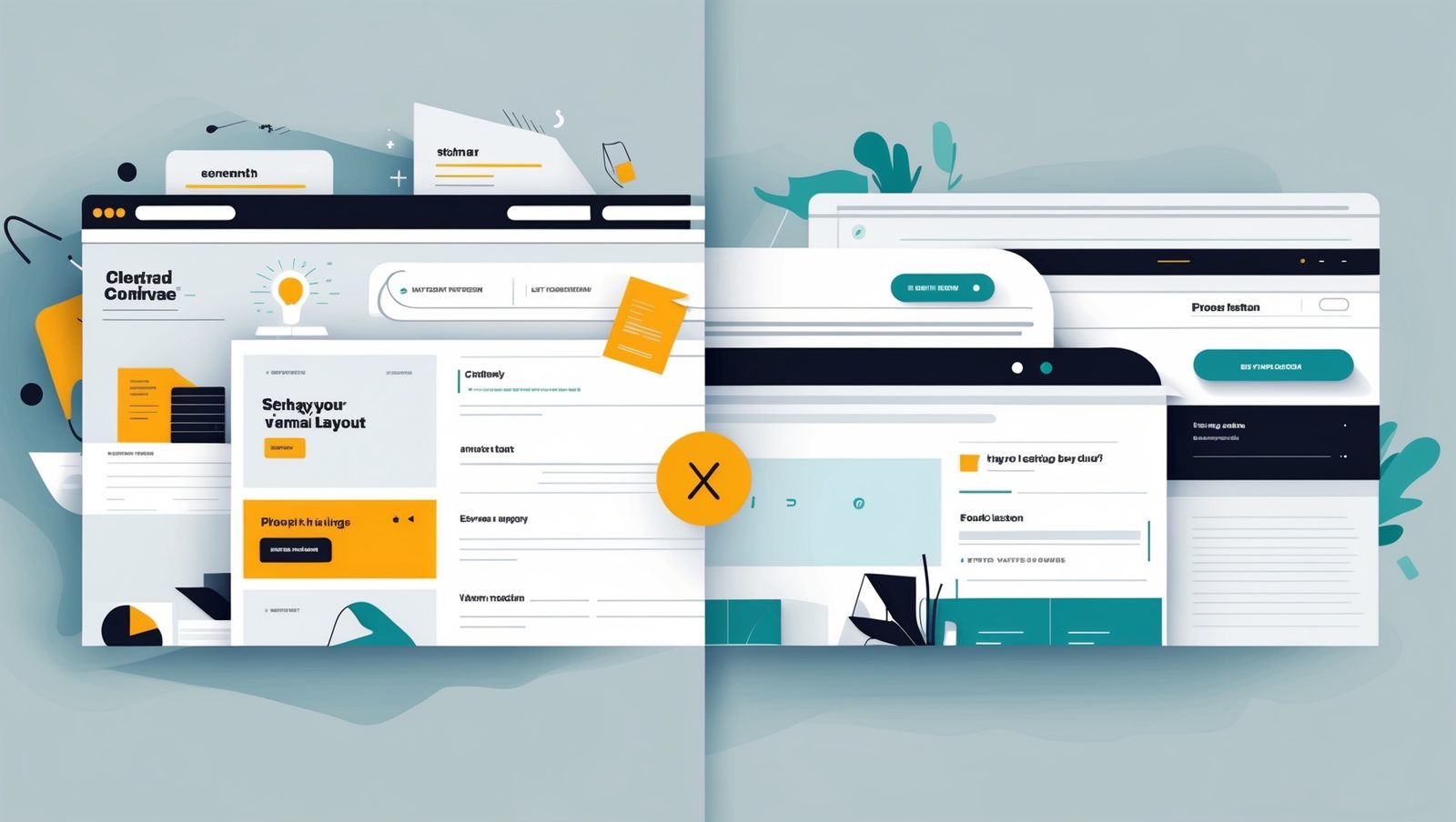 Desainer UI/UX sedang membuat wireframe website di whiteboard, dengan sticky notes berisi user flow